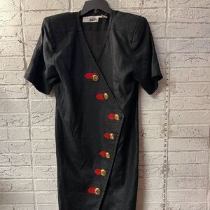 RARE R. B. Design Group Black Asymetrical Linen Dress Sz 10